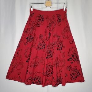 Tatyana Bettie Page Full Retro 50s Skirt Medium Red Circle Pinup Rockabilly Midi
